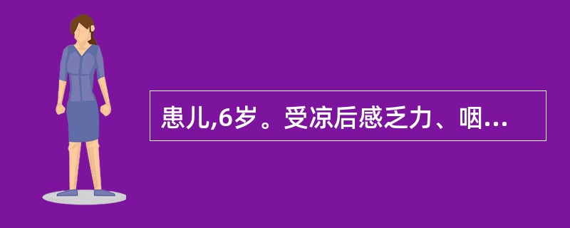 患儿,6岁。受凉后感乏力、咽痛,咳嗽、发热,X线检查显示肺部多种形态的浸润影,呈