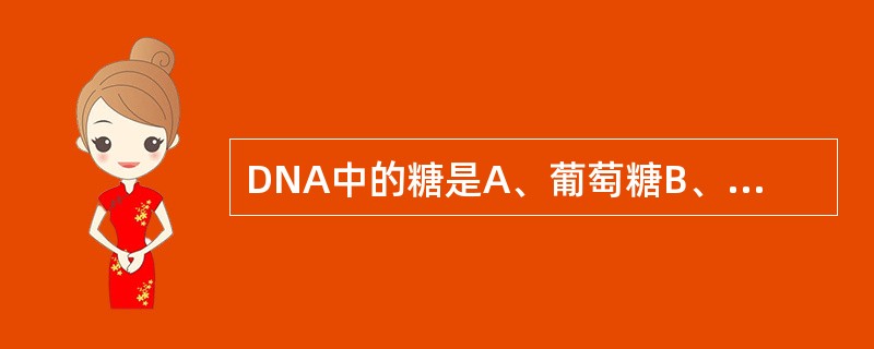 DNA中的糖是A、葡萄糖B、D£­核糖C、6£­磷酸果糖D、D£­2£­脱氧核糖