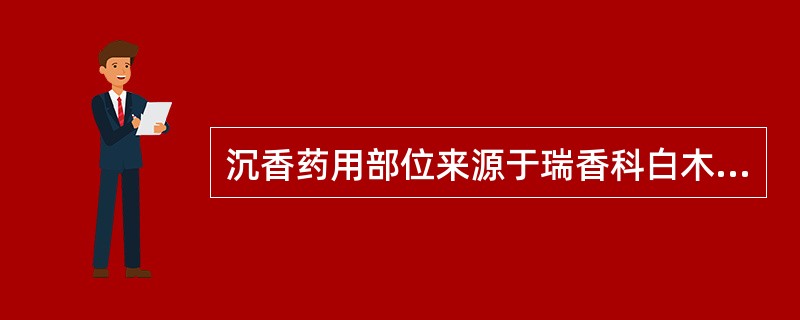 沉香药用部位来源于瑞香科白木香及沉香的A、边材B、含树脂的心材C、茎髓D、腐烂的