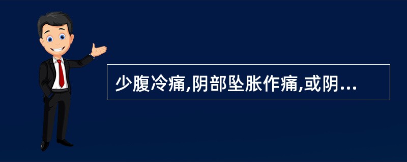 少腹冷痛,阴部坠胀作痛,或阴器收缩引痛,舌淡,苔白润,脉沉紧者,属A、肝郁气滞证