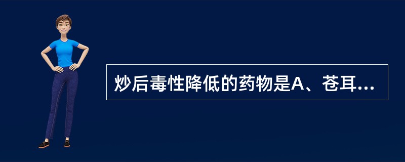 炒后毒性降低的药物是A、苍耳子B、槐花C、决明子D、王不留行E、酸枣仁