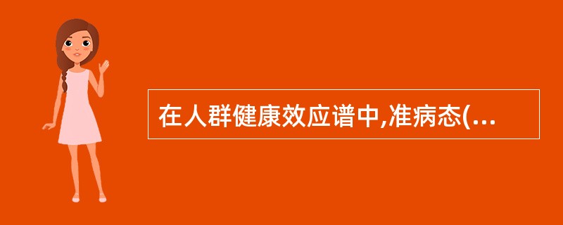 在人群健康效应谱中,准病态(即亚临床状态)的变化是A、生理代偿的变化B、体内负荷