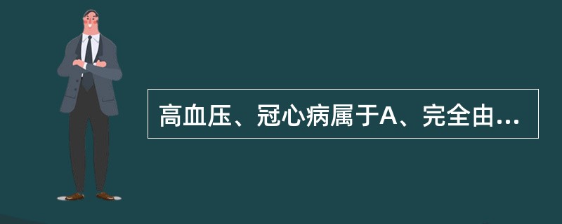 高血压、冠心病属于A、完全由遗传因素所致B、基本由遗传因素导致,环境因素为诱因C
