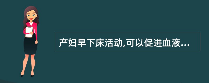 产妇早下床活动,可以促进血液循环,有利于伤口的愈合、有利于子宫收缩和恶露的排出。