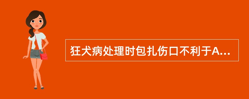 狂犬病处理时包扎伤口不利于A、清洗伤口处污物B、清除伤口处的病毒,防止其增殖C、