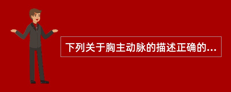 下列关于胸主动脉的描述正确的是A、位于中纵隔内B、在第5胸椎体下缘接续主动脉弓C