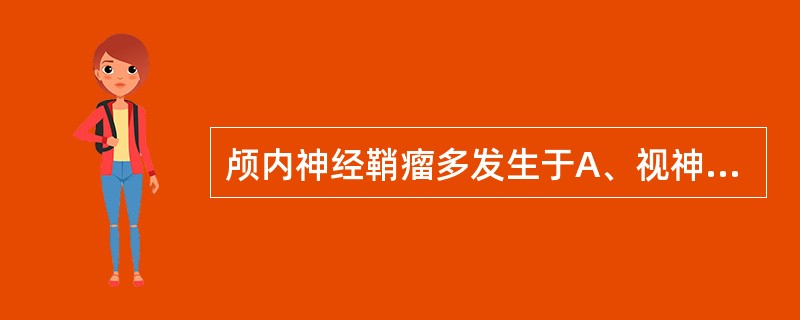 颅内神经鞘瘤多发生于A、视神经B、动眼神经C、滑车神经D、听神经E、三叉神经 -