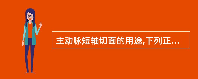 主动脉短轴切面的用途,下列正确的是