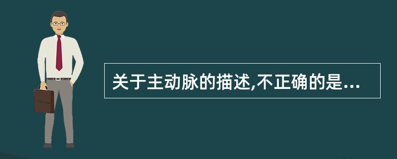 关于主动脉的描述,不正确的是A、主动脉根部与左心室相连B、主动脉根部膨大,称为主