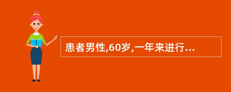 患者男性,60岁,一年来进行性排尿困难,近一月右侧腰痛,查体浅表淋巴结无肿大,右