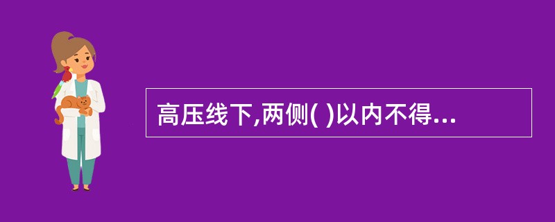 高压线下,两侧( )以内不得安装打桩机。
