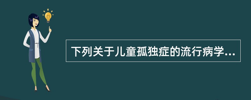 下列关于儿童孤独症的流行病学的描述中正确的是A、根据DSM£­Ⅳ,其患病率约为儿