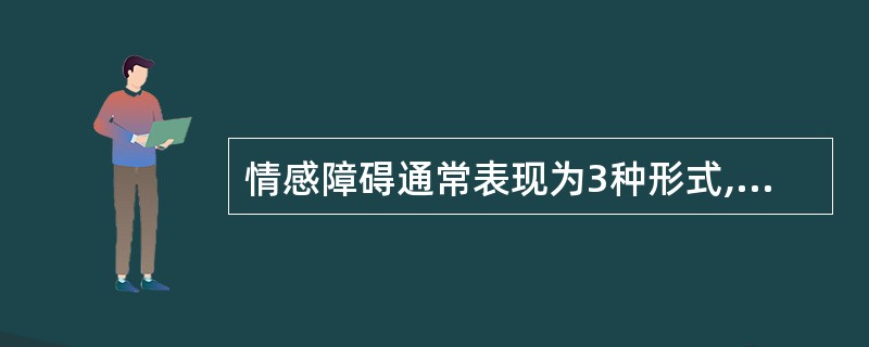 情感障碍通常表现为3种形式,即情感性质的改变、情感波动性的改变以及情感协调性的改