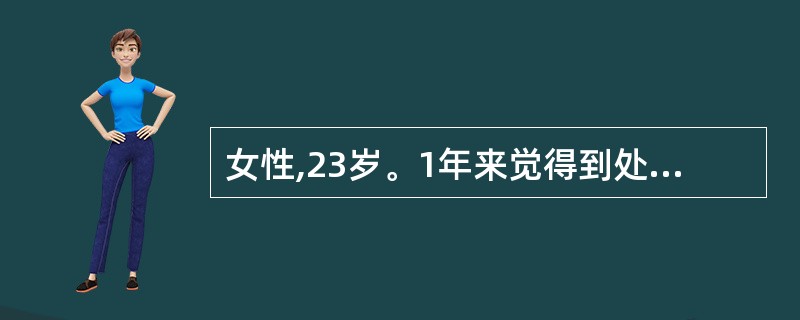 女性,23岁。1年来觉得到处不干净,有细菌,经常长时间洗手。虽然自己也觉得如此做