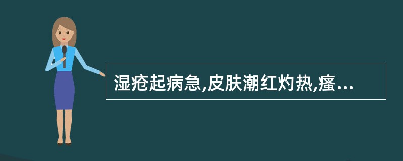 湿疮起病急,皮肤潮红灼热,瘙痒剧烈,有渗液结痂,伴身热,心烦口干,大便于,尿短赤