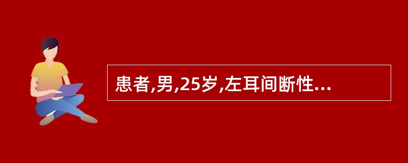 患者,男,25岁,左耳间断性溢液1年,伴有听力下降,无耳痛、耳鸣。体检:左外耳道