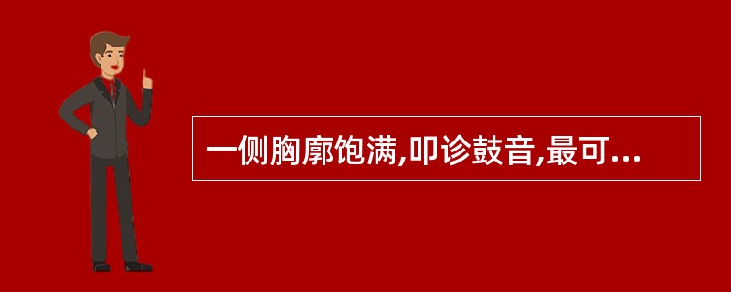 一侧胸廓饱满,叩诊鼓音,最可能的疾病是A、急性肺炎B、气胸C、支气管哮喘D、喘息