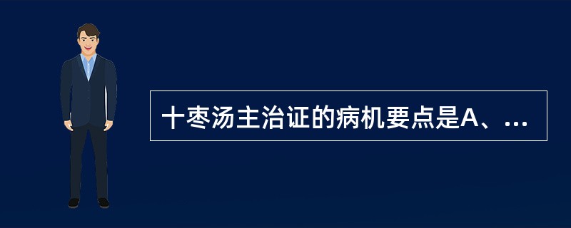 十枣汤主治证的病机要点是A、寒饮内停B、水热互结C、水气内停D、水饮壅盛E、痰热