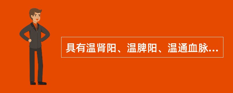 具有温肾阳、温脾阳、温通血脉、引火归元功效的药物是A、附子B、干姜C、肉桂D、吴