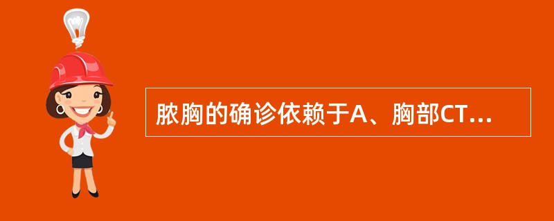 脓胸的确诊依赖于A、胸部CT检查B、胸膜腔穿刺C、胸部X线检查D、胸部超声波检查