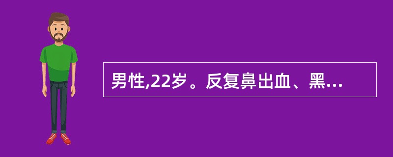 男性,22岁。反复鼻出血、黑便6年,诊断为血小板减少性紫癜。下列不是慢性特发性血