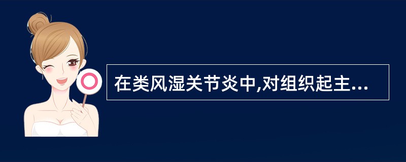 在类风湿关节炎中,对组织起主要作用的是A、IgA型类风湿因子B、IgG型类风湿因