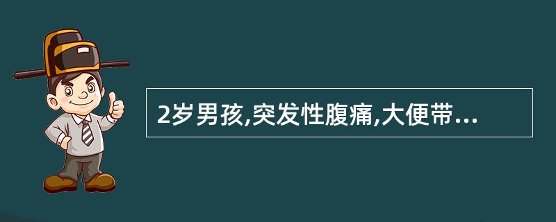 2岁男孩,突发性腹痛,大便带血,腹部可触及包块,包快处探及多层强弱回声团,呈“同