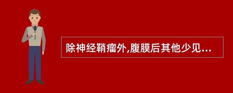 除神经鞘瘤外,腹膜后其他少见良性肿瘤不包括:()。A、副神经节瘤B、血管瘤C、淋