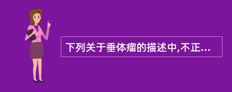 下列关于垂体瘤的描述中,不正确的是A、垂体瘤90%为良性肿瘤B、GH腺瘤如在青春