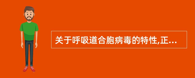 关于呼吸道合胞病毒的特性,正确的是A、是婴幼儿病毒性肺炎的最主要病原体B、病毒分