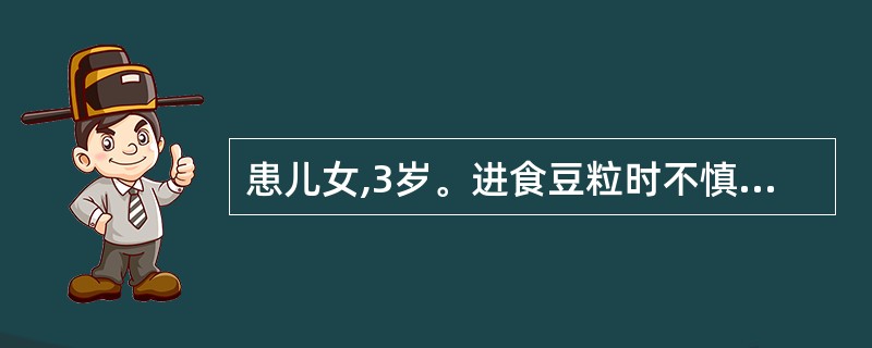 患儿女,3岁。进食豆粒时不慎呛咳,随即出现呼吸困难,面色发绀,神志不清。对该患儿