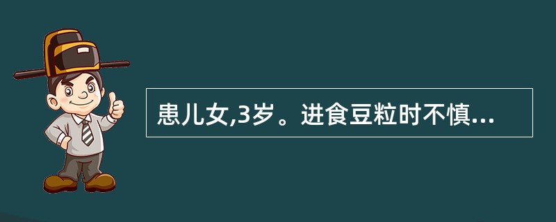 患儿女,3岁。进食豆粒时不慎呛咳,随即出现呼吸困难,面色发绀,神志不清。对该患儿