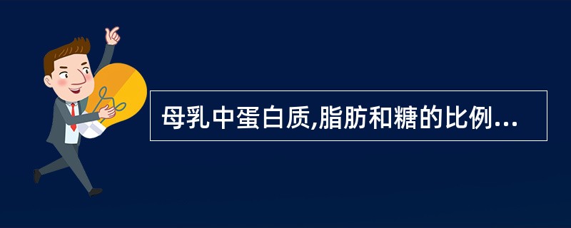 母乳中蛋白质,脂肪和糖的比例是 ( )A、6:1:3B、1:6:3C、6:3:1
