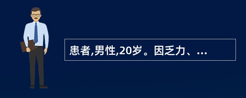 患者,男性,20岁。因乏力、食欲下降、厌油、恶心1周,尿黄4天就诊。查体:血压1