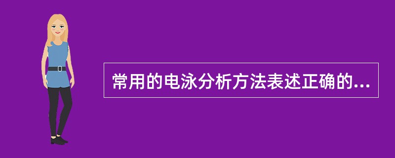 常用的电泳分析方法表述正确的是A、醋酸纤维素薄膜电泳适合于病理情况下微量异常蛋白