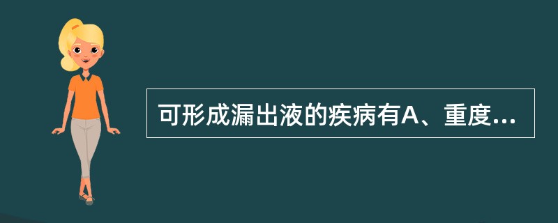 可形成漏出液的疾病有A、重度营养不良B、肾病综合征C、晚期肝硬化D、心包炎E、充