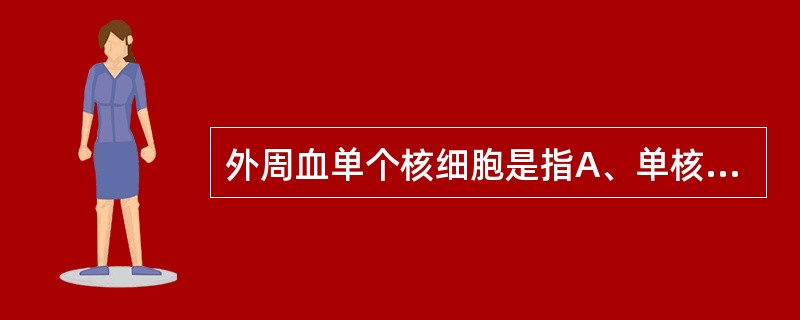 外周血单个核细胞是指A、单核细胞B、淋巴细胞C、单核细胞和淋巴细胞D、吞噬细胞E