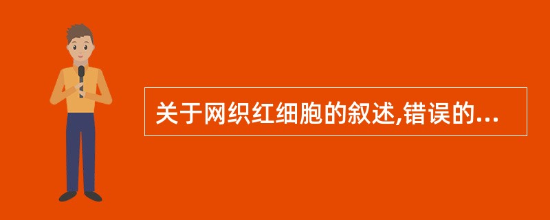 关于网织红细胞的叙述,错误的是A、是介于晚幼红细胞和成熟红细胞之间的红细胞B、胞