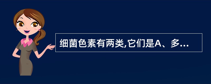 细菌色素有两类,它们是A、多色色素与单色色素B、有毒色素和无毒色素C、水溶性色素