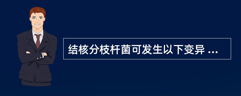 结核分枝杆菌可发生以下变异 ( )A、形态变异B、菌落变异C、毒力变异D、抗原性