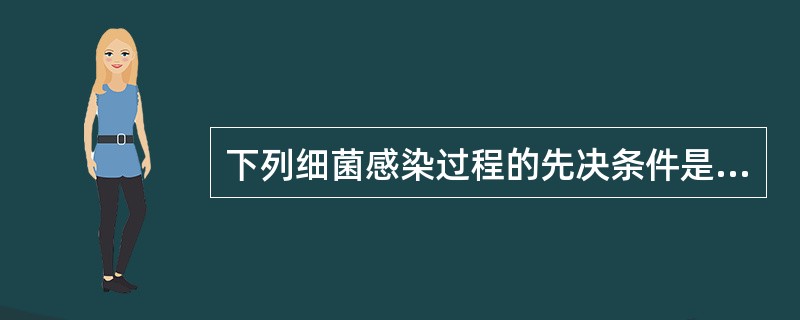 下列细菌感染过程的先决条件是 ( )A、定植B、侵入C、粘附D、在组织中增殖E、