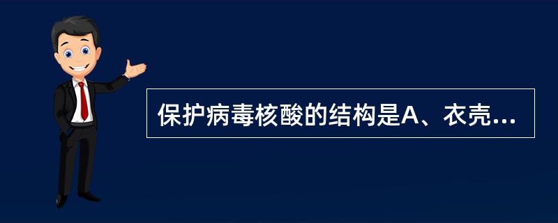 保护病毒核酸的结构是A、衣壳B、核酸C、包膜D、核衣壳E、壳粒