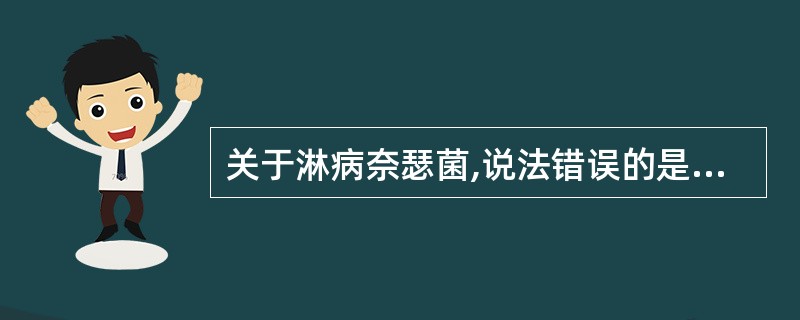 关于淋病奈瑟菌,说法错误的是A、革兰染色阴性,肾形双球菌B、人是本菌唯一宿主C、