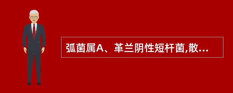 弧菌属A、革兰阴性短杆菌,散在排列,大多有周鞭毛B、革兰阴性较粗大的杆菌,有明显