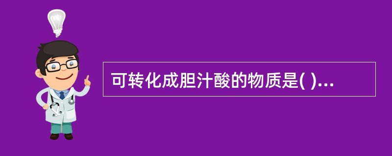 可转化成胆汁酸的物质是( )A、胆红素B、胆固醇C、维生素DD、类固醇激素E、磷