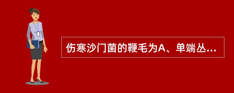 伤寒沙门菌的鞭毛为A、单端丛生鞭毛B、两端丛生鞭毛C、周身鞭毛D、单鞭毛E、双鞭