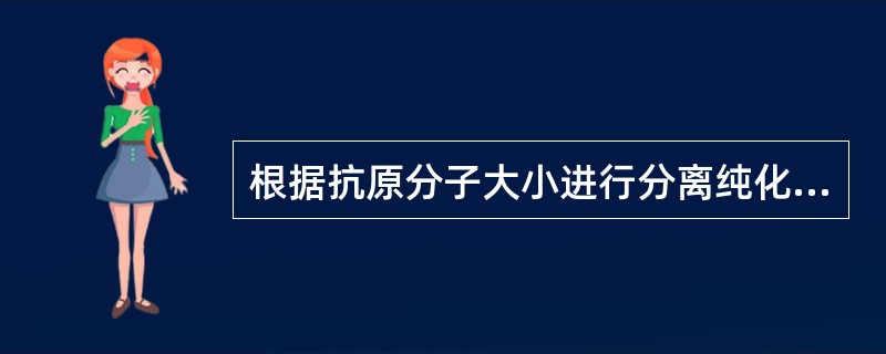 根据抗原分子大小进行分离纯化的方法为A、盐析法B、离子交换层析法C、凝胶层析法D