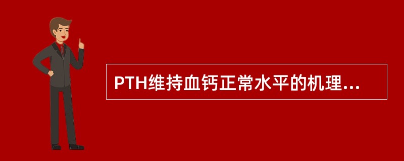 PTH维持血钙正常水平的机理是 ( )A、升高血钙B、降低血磷C、酸化血液D、促