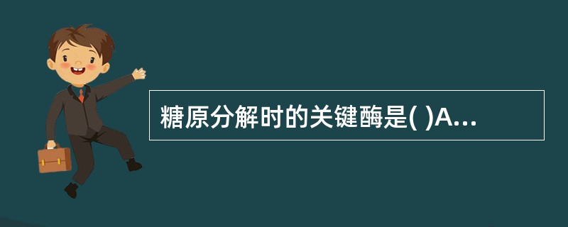 糖原分解时的关键酶是( )A、糖原合酶B、糖原磷酸化酶C、磷酸葡萄糖变位酶D、乳