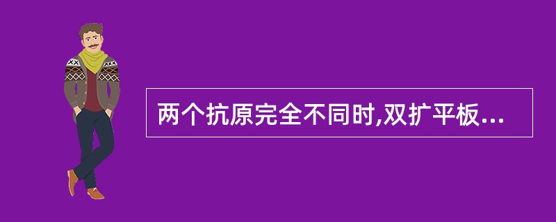 两个抗原完全不同时,双扩平板法的沉淀线出现A、两条沉淀线相交叉B、两条弧线完全融